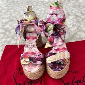 Christian Louboutin Multicolor Floral Wedges